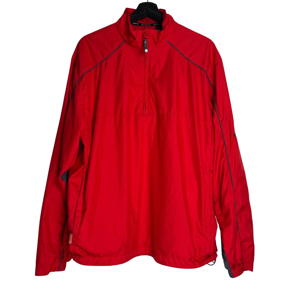 Sunice Weather Men Red Gray 1/4 Zip Pullover Windbreaker Jacket Size M Packable